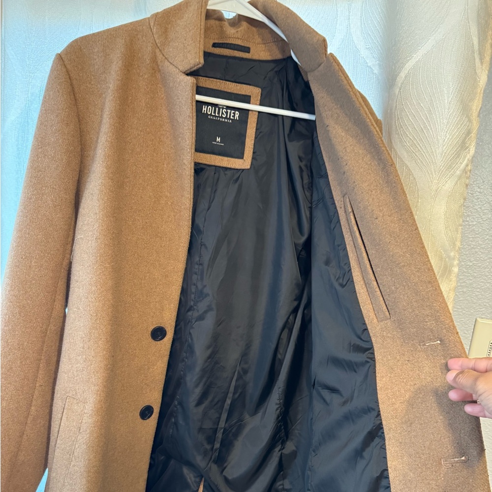 Hollister Camel Overcoat with Black Lining